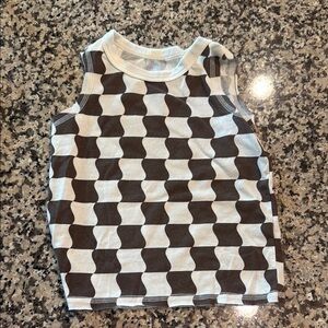 Grayson Mini Toddler Kids Sleeveless Brown and White Tank